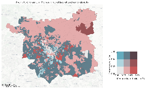 Median price and order density in Leeds per output area
